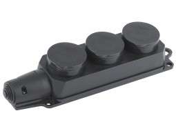 Електрика Колодка 3 гнізда із заземленням каучук