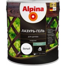 Alpina Lasur-Gel Лазурь-гель для древесины шелковисто-матовая белая (2,5 л)